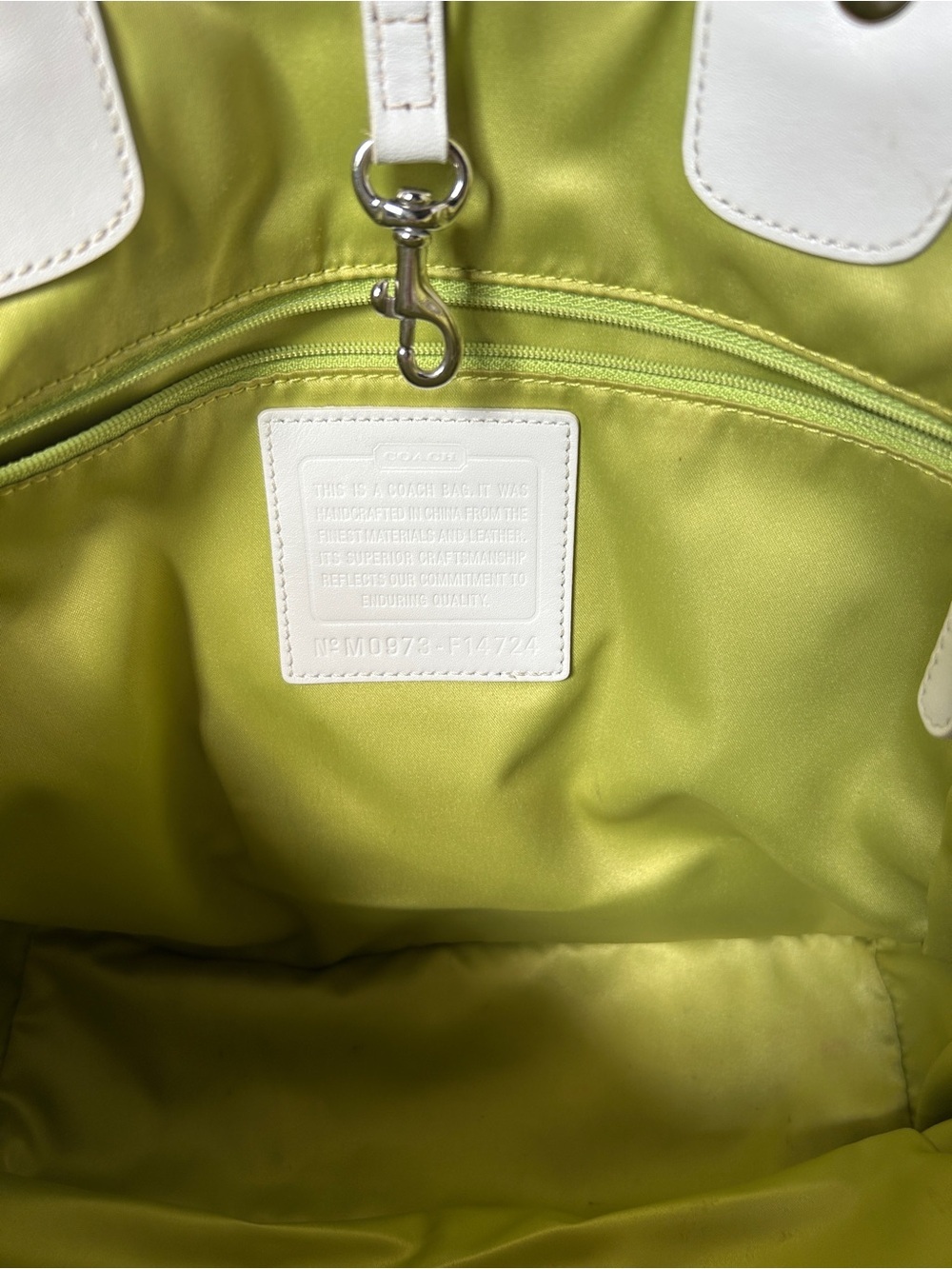 Coach Bleeker Daisy Appliqué Tote Bag in Beige/White/Green - Picture 5 of 12